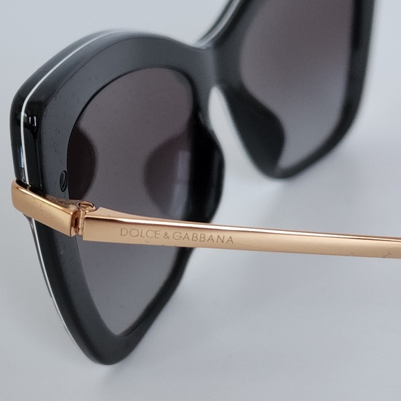 DOLCE & GABBANA Gold/Black Rose Print Cat Eye Sunglasses